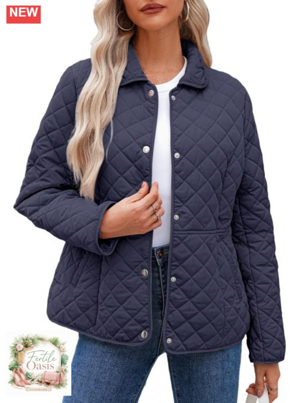 Quilted Diamond Puffer Jacket with Pockets